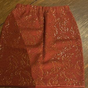 St. John Red Glitter Pencil Skirt